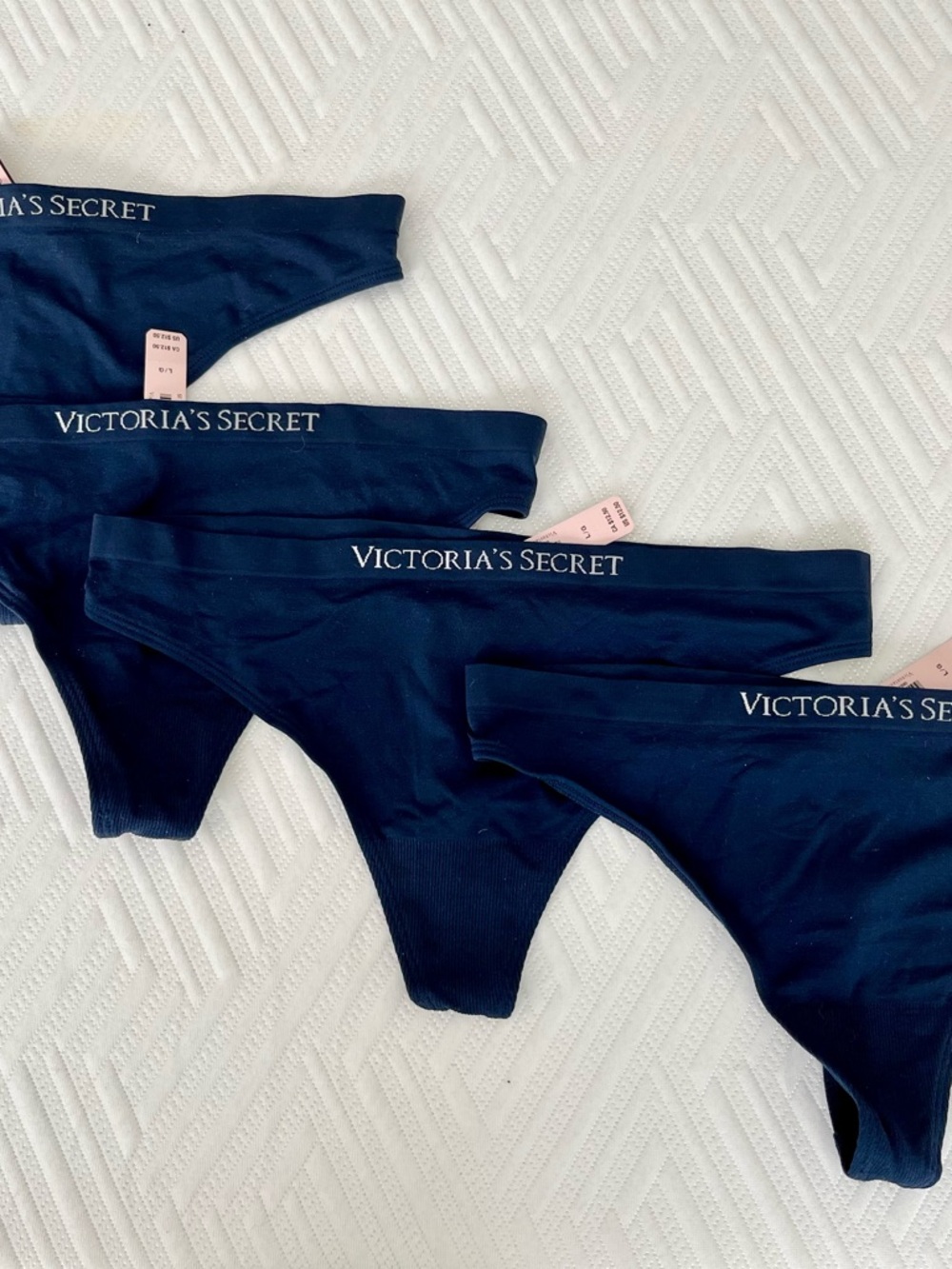 Set of 4 Victoria's Secret Navy Seamless Thong Panties - Large